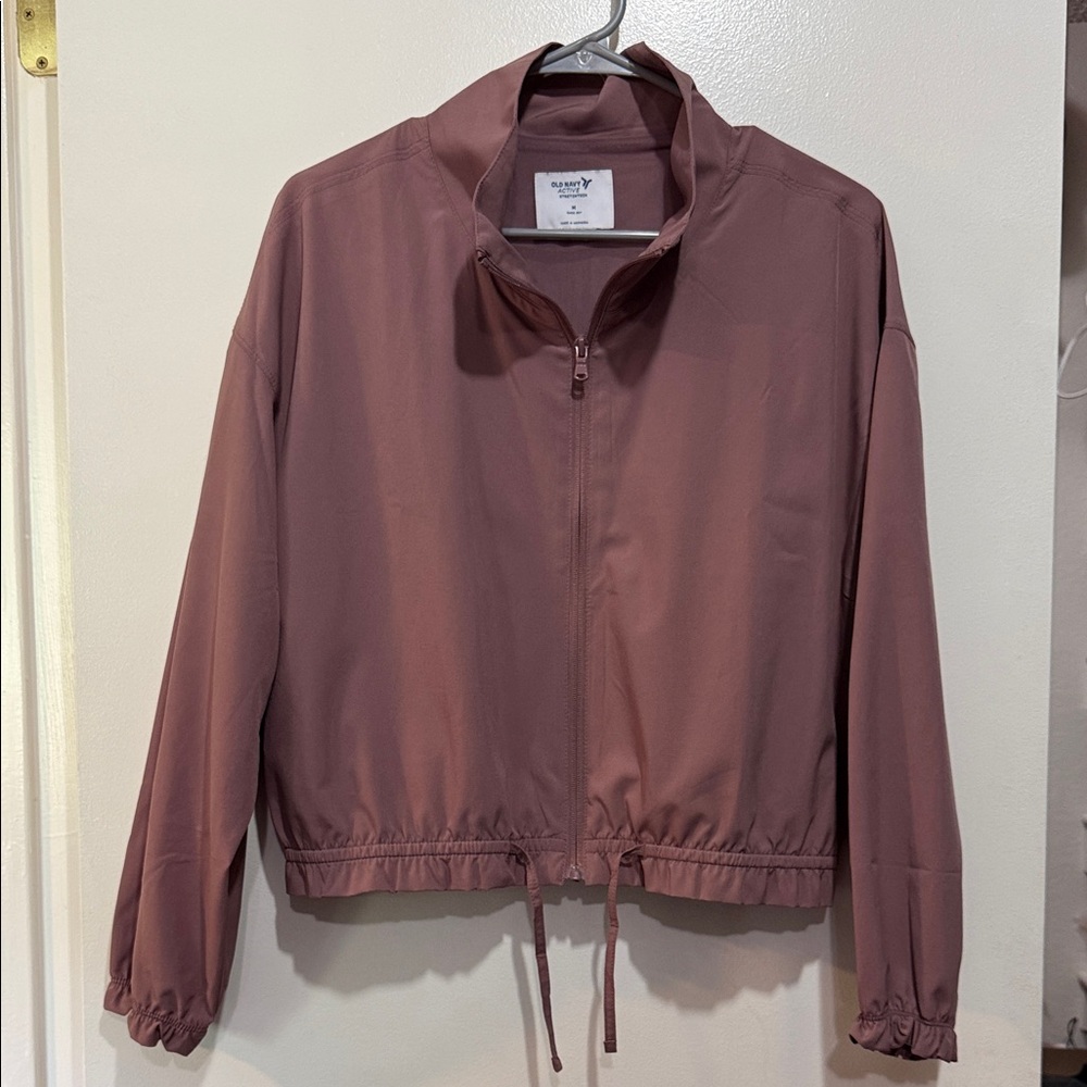 Old Navy Dusty Rose Zip-Front Cropped Bomber Jacket